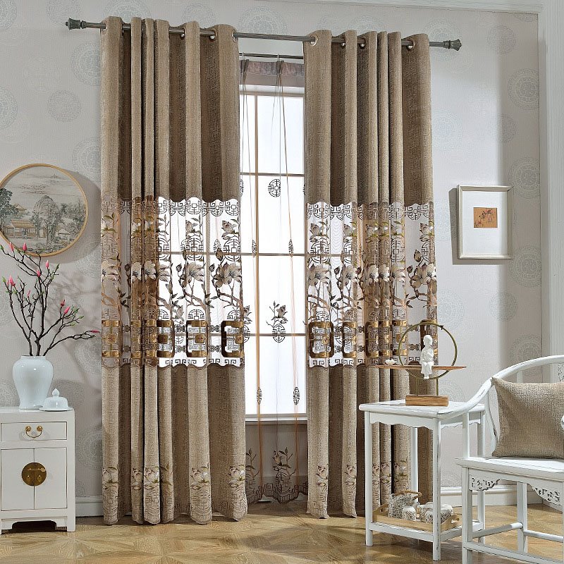 Elegantes cortinas de chenilla con bordado negro, juego de 2 paneles de 84 pulgadas de ancho y 84 pulgadas, bloquean físicamente la luz, evitan los rayos UV, se acepta lavado a máquina, nunca se decoloran, se agrietan, se pelan o se descaman. 