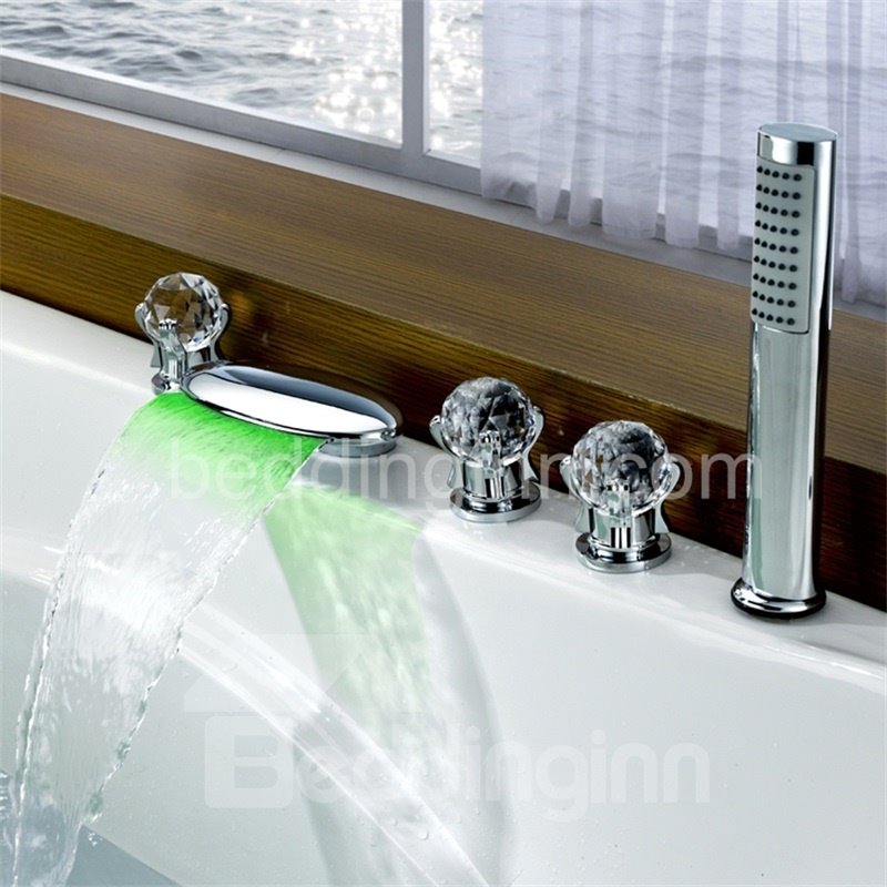 Neuankömmling LED-Farbwechsel-Wasserfall-runder Badewannen-Wasserhahn