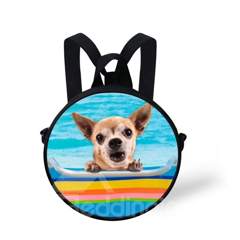 Chihuahua Pool 3D Pattern Round School Bag Shoulders Backpack