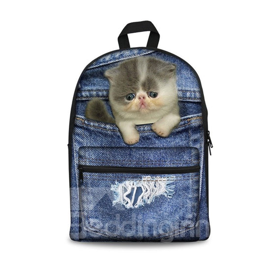 3D-Katzen-Design, modisches Muster, Schule und Outdoor-Rucksack