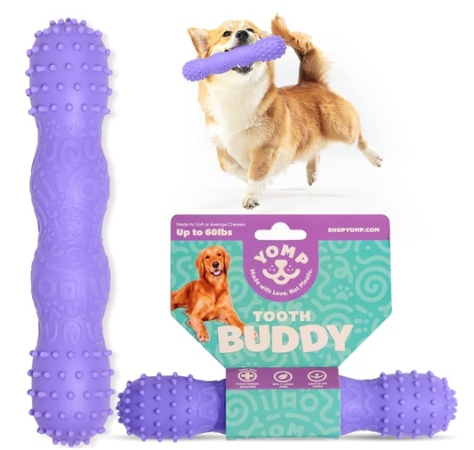 Yomp ToothBuddy Dog Dental Chew Toy – Teething and Chewing Toy for Puppies and Teething Dogs – Pet-Safe, Non-Toxic Silicone Dog Bone