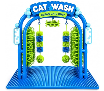 Cat Wash Grooming Station, Dry Self-Grooming Arch for Cats