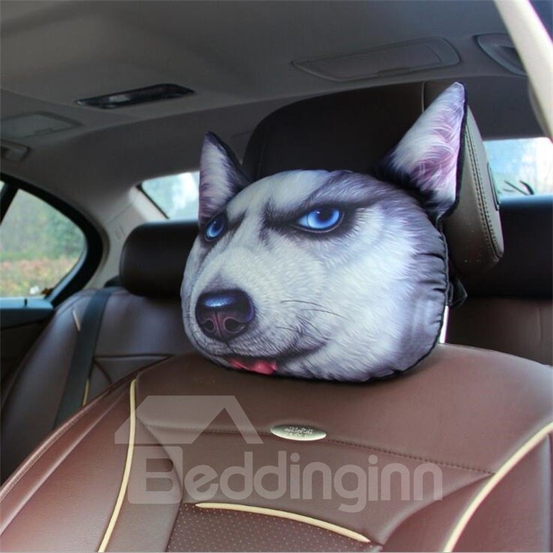Almohada suave creativa del cuello del coche de la cara animal 3D