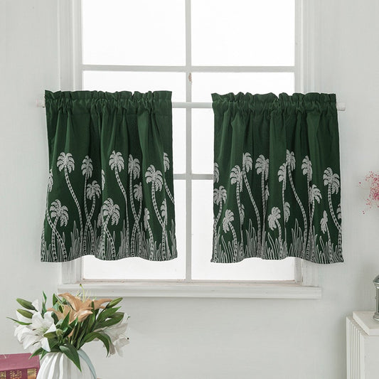 Fenstervolant im amerikanischen Pastoral-Stil mit Stickerei, 1 Stück, kurzer Polyester-Vorhang für Küchen, Badezimmer, Keller und mehr