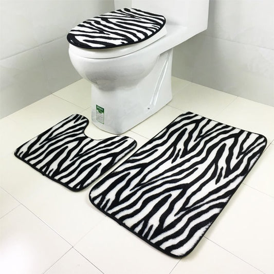Toilet Seat Covers Zebra Waterproof and Non-slip Three-piece Toilet Cushion