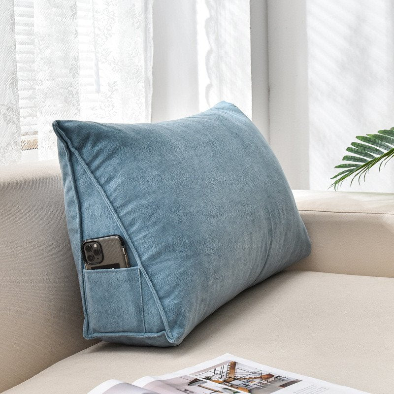 Cojín de cuña con respaldo moderno, almohada de Color sólido con bolsillo para sofá cama, oficina, duradero, agradable para la piel, para todas las estaciones