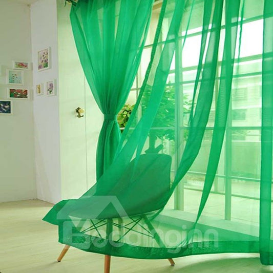 Cost-Effective Pure Colored Jade Green Custom Sheer Curtain