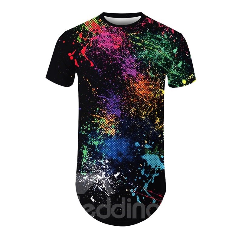 Modern Round Neck Color Printing Pattern 3D Painted T-Shirt