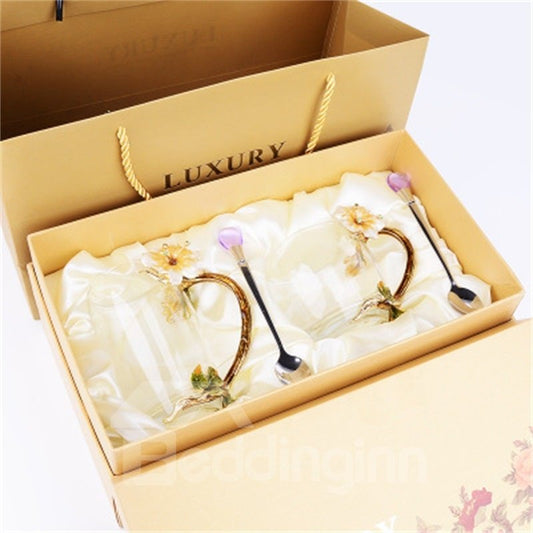 Transparent Enamel Glass Modern and Elegant Home and Office Tea Cup Sets