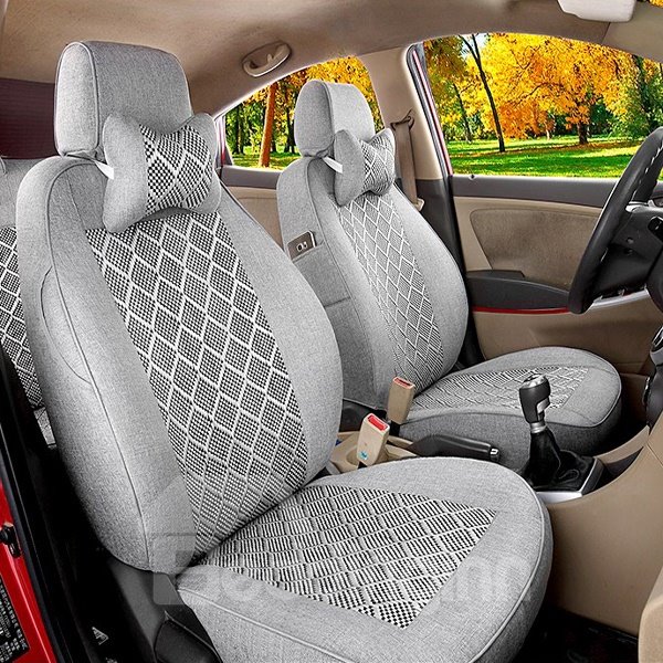 Smooth Ice Silk Surface Classic Grid Patterns Custom Car Seat Cover