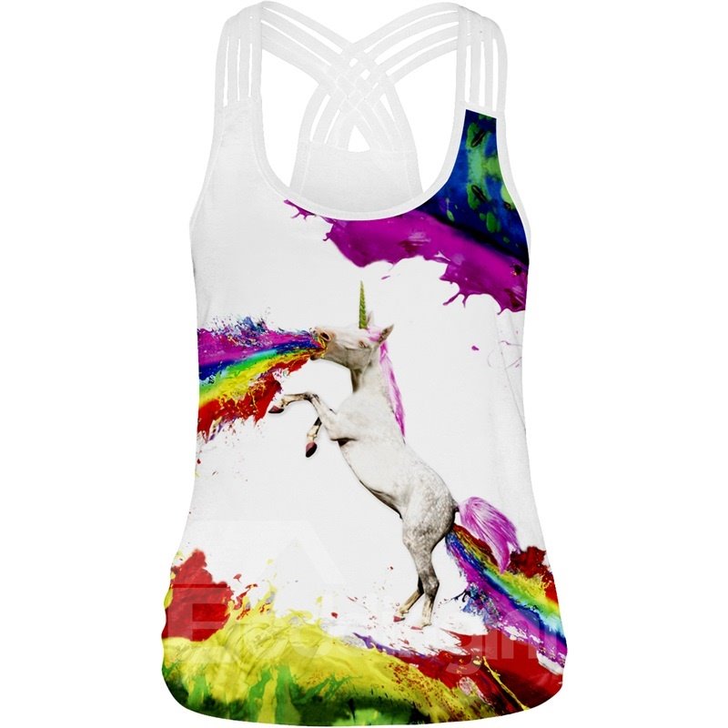 Dream Painting Unicorn 3D Printing Fashion Sleeveless Vest Tank Top