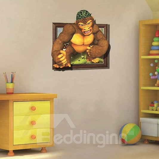 Adhesivo de pared 3D extraíble de chimpancé enojado gigante