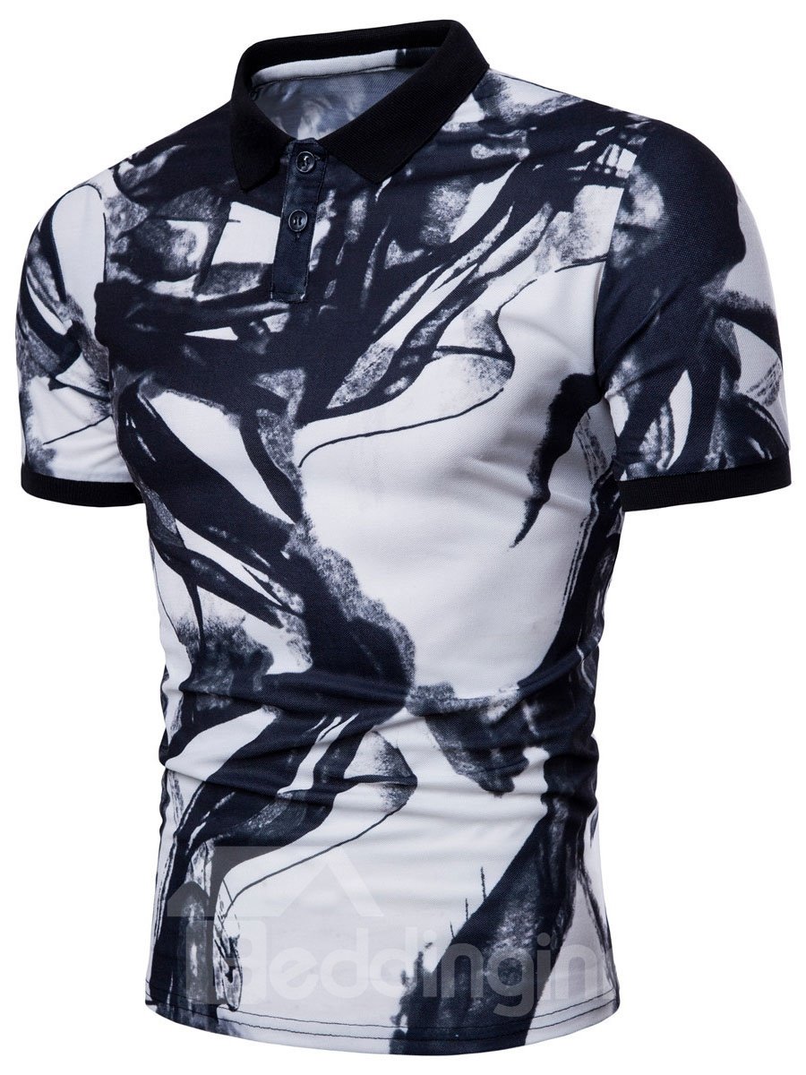 Camiseta 3D de manga corta con cuello redondo y estampado de algodón para hombre