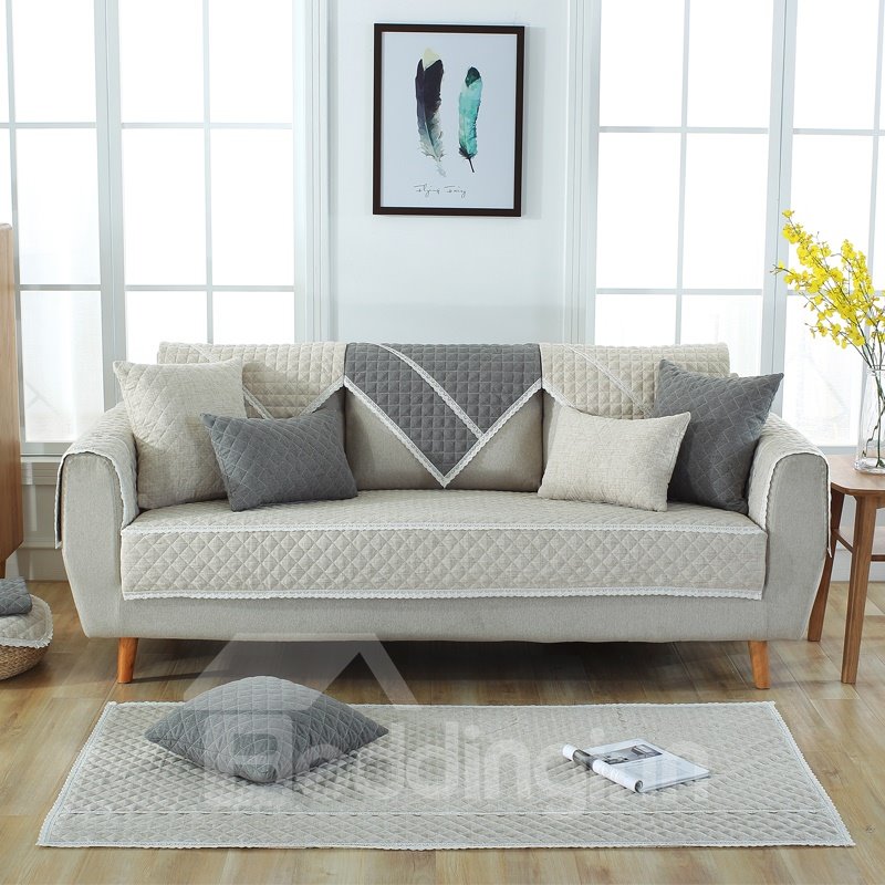 All Seasons Pure Color Simple Style Prevent Stains Sofa Covers