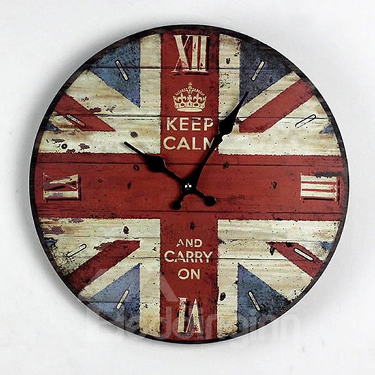 Reloj de pared redondo con pintura de patrón Union Jack de estilo británico