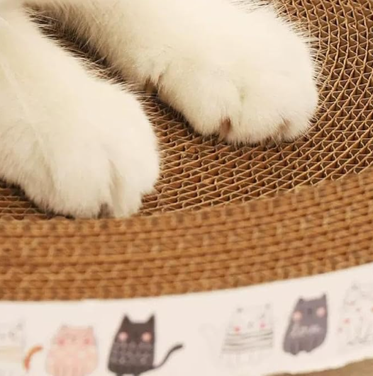 Oval Cat Scratcher Lounge for Indoor Cats, Corrugated Cardboard Cat Scratch Pad Bed, Cat Scratching Board for Scratching, Stretching, Playing and Lounging, 17 x 12 Inch (Round)