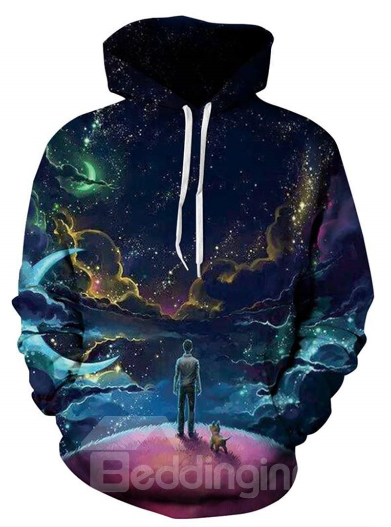 Attractive Long Sleeve Boy with Dog Pattern 3D Painted Hoodie