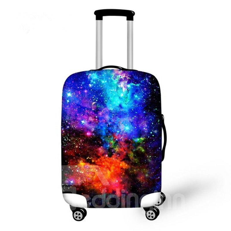 Cubierta de equipaje pintada en 3D con patrón de galaxia colorida 