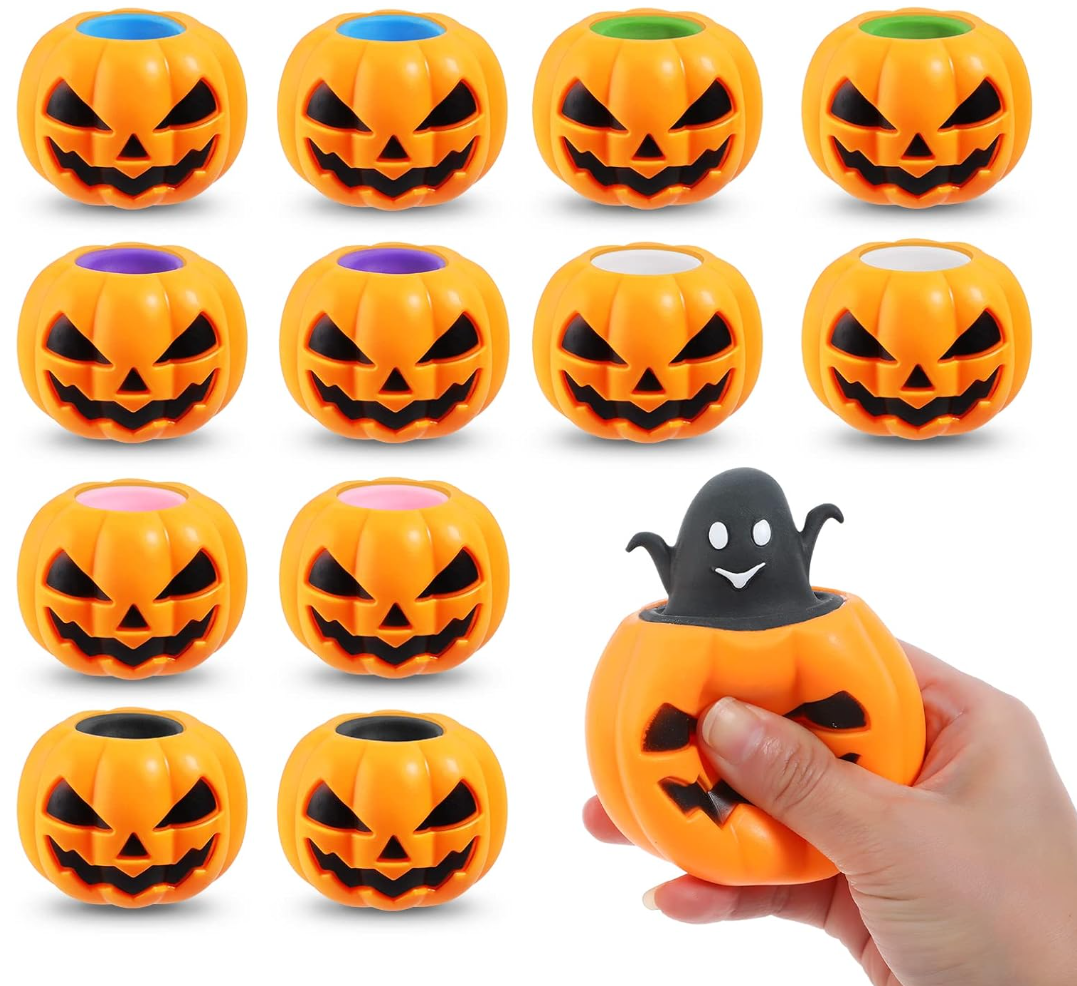 BILLMOSS 12 PCS Halloween Pumpkin Squishy Toys Trick or Treat Party Favors