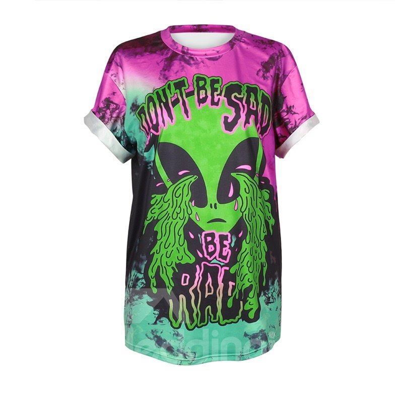 Green Alien Printed Gradient Colored 3D T-Shirts