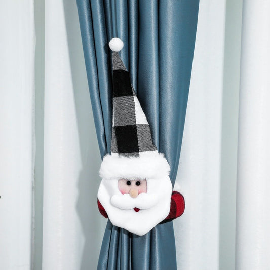 Hebilla de cortina navideña para atar, 1 par, decoración de dibujos animados de Feliz Navidad para el hogar 