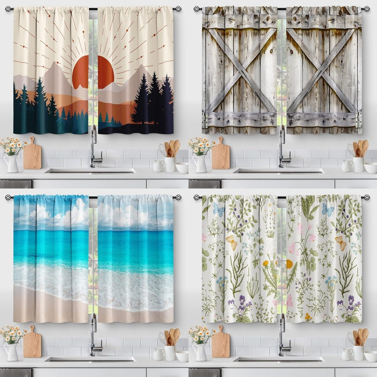 barn door print curtain - window curtain