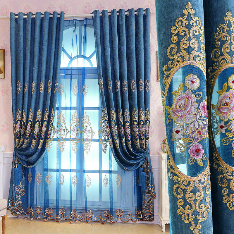 embroidered sheer - window curtain
