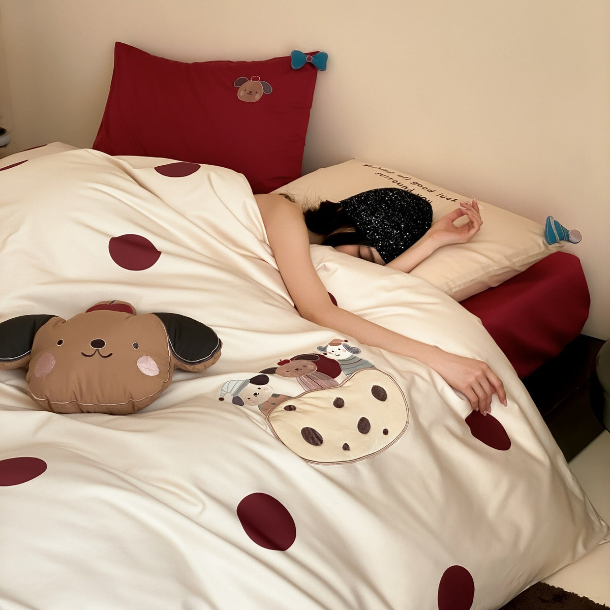 Red And White Korean - bedding set