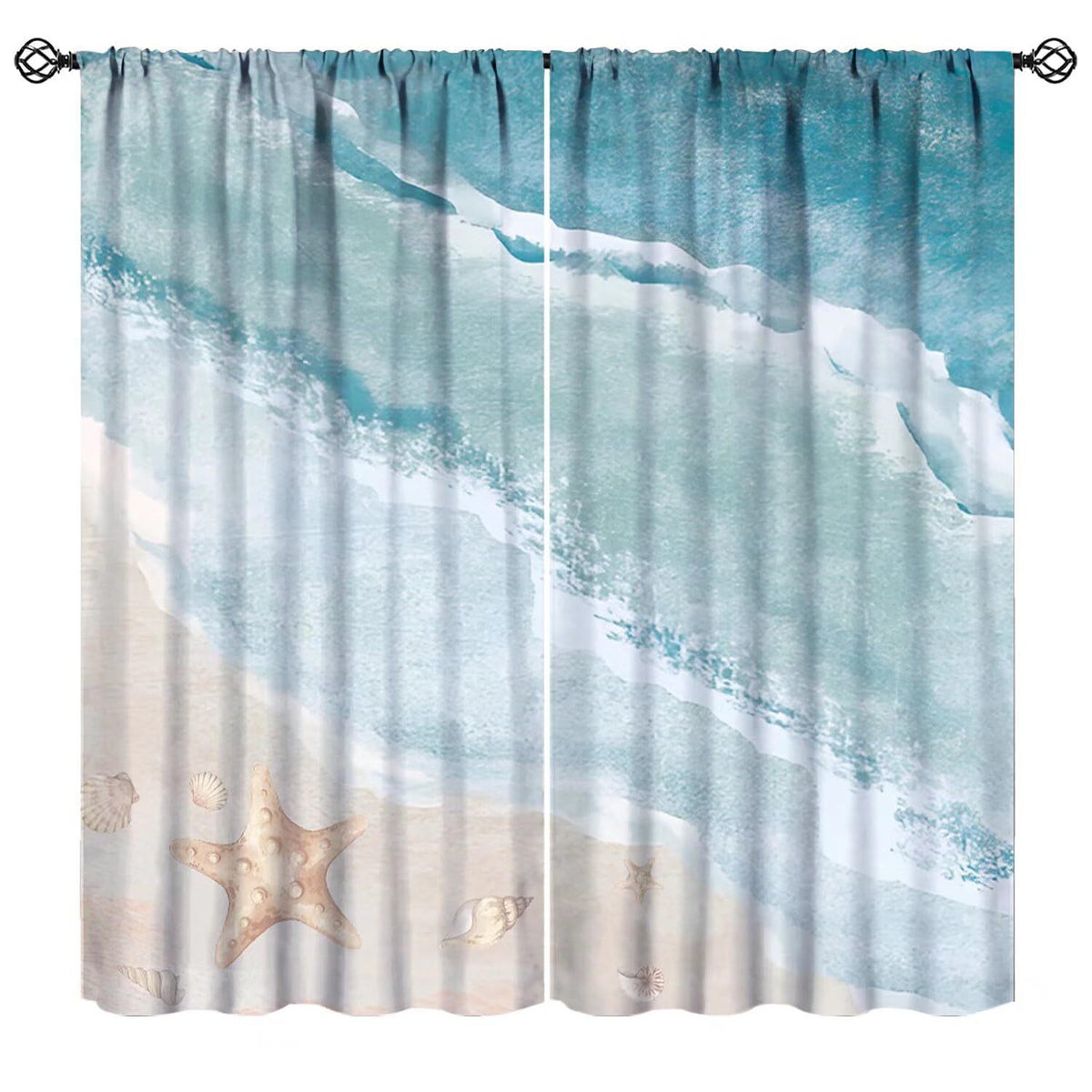 watercolor print curtain - window curtain