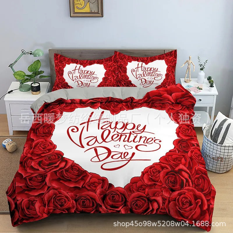 Romantic Red Roses and - bedding set