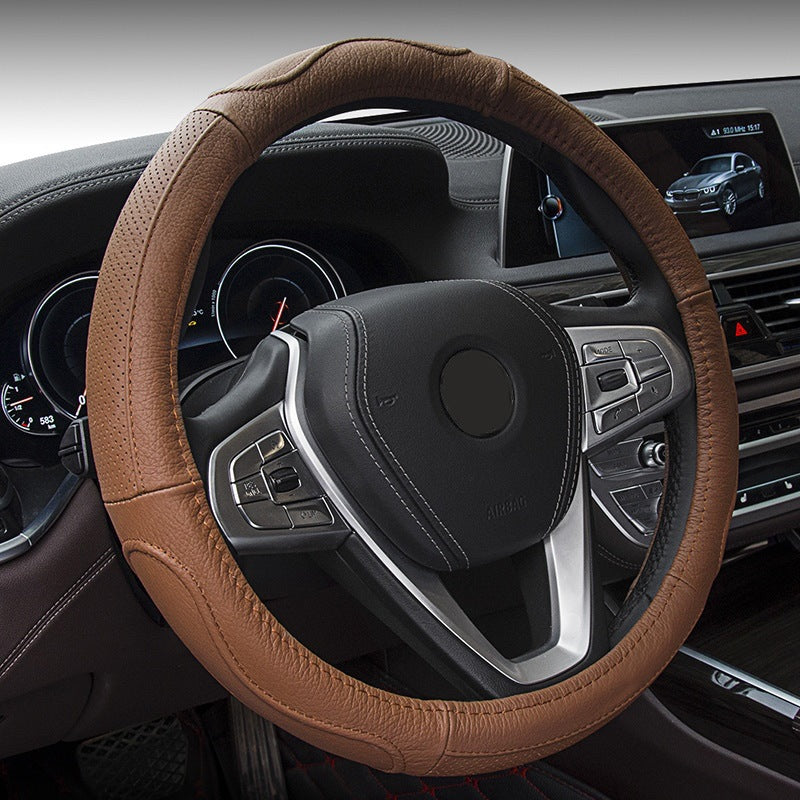 Red leather steering wheel cover - steering wheel cover