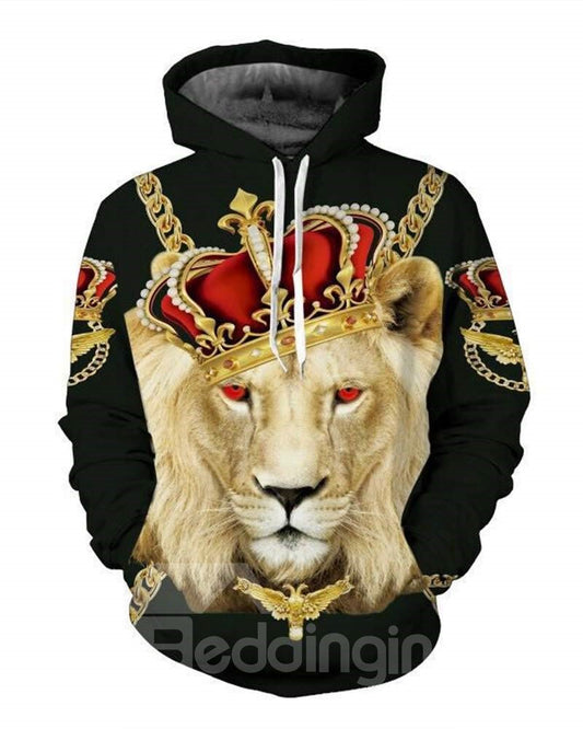 Super Cool Long Sleeve Lion King Pattern 3D Painted Hoodie