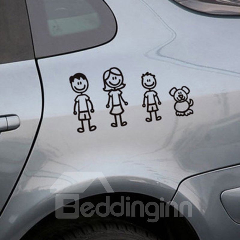 Pegatinas de coche de PET de miembro de la familia de estilo de dibujos animados