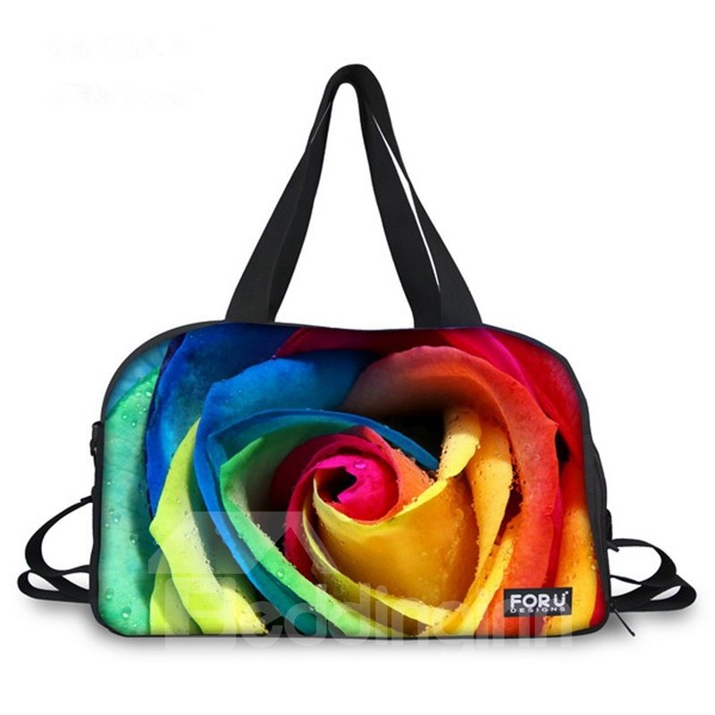 Bright Colorful Flowers Pattern 3D Painted Travel Bag