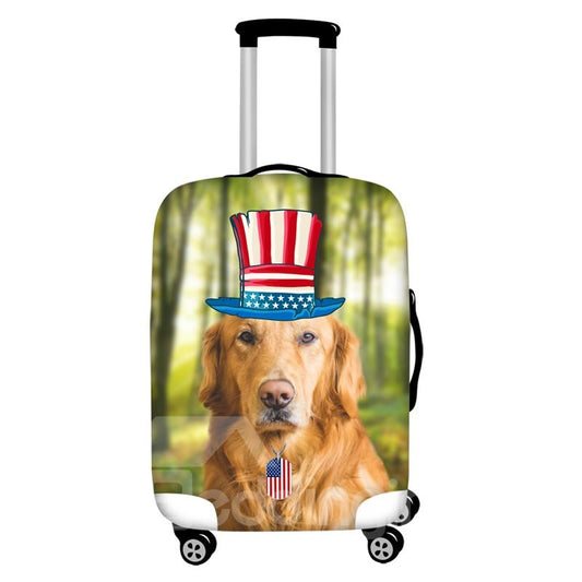Golden Retriever with Flag Hat Waterproof Suitcase Protector for 19 20 21