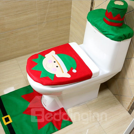 Fundas para asiento de inodoro con diseño de ciervo de Papá Noel, decoración navideña
