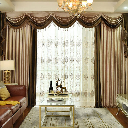 European Luxury Embroidery Sheer Curtains Decoration Translucidus for Living Room Bedroom Custom 2 Panels Breathable Voile Drapes No Pilling No Fading No off-lining