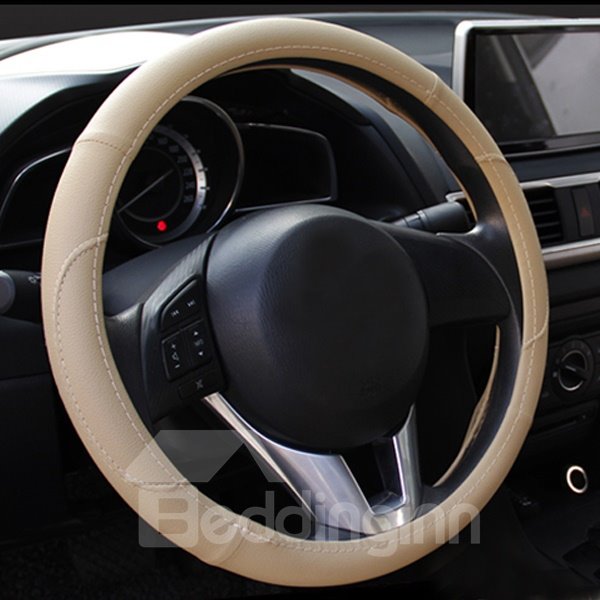 Strapazierfähige und solide Textur, Ledermaterial, Auto-Lenkradbezug, geeignet für die meisten runden Lenkräder 