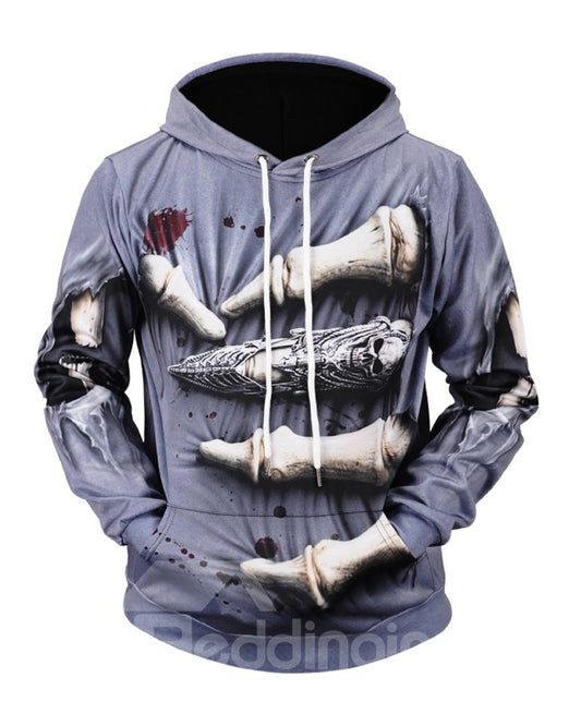 Echtheitsloses Modell mit Kängurutasche und leuchtender Farbe, 3D-bemalter Kapuzenpullover