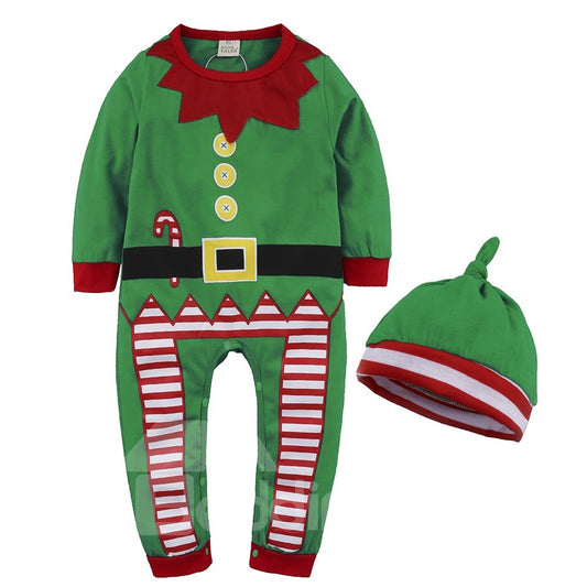 Toddler Boys Girls Christmas Costume Romper Props Jumpsuit+Hat