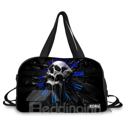 Schwarze 3D-gemalte Reisetasche mit abstraktem Totenkopfmuster