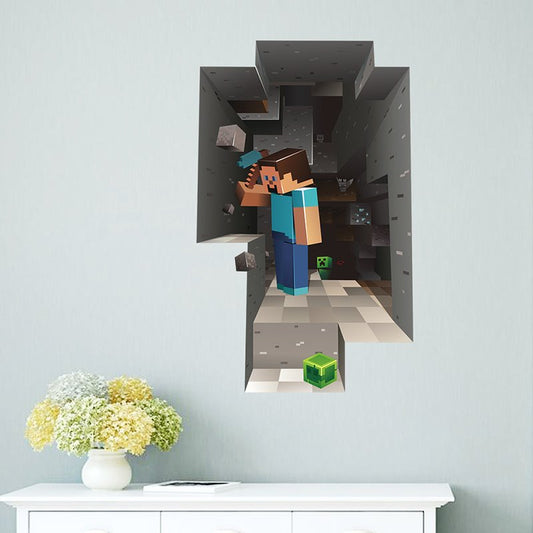 Minecraft pegatinas de arte de la pared juego de dibujos animados pegatina decoración Steve Minecart para decoración de dormitorio de niños