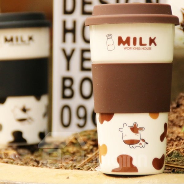 Maravillosa taza de viaje, taza de café de cerámica con diseño de taza de leche