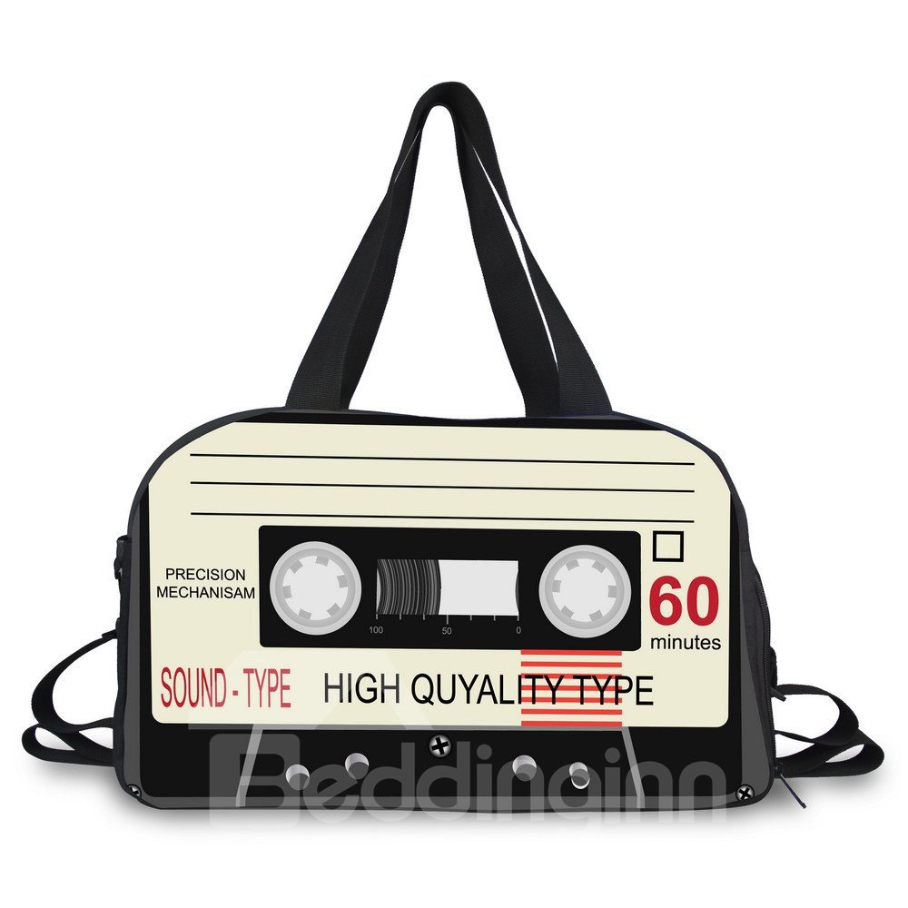 Audiotape Pattern Nylon Casual Large Capacity Shoulder 3D Travel Bags