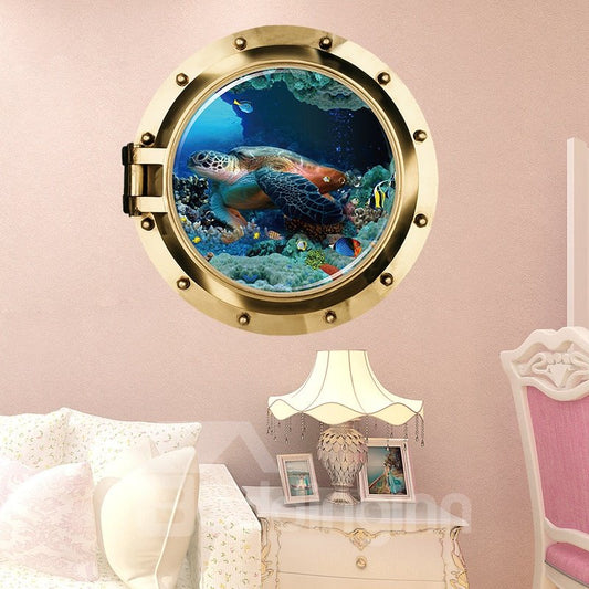 Pegatinas de pared decorativas 3D con diseño creativo de tortuga en el mar