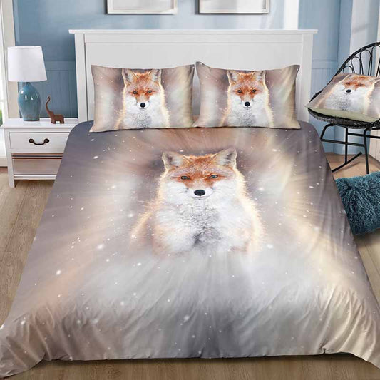 Fox Digital Printing Bedding Sets Polyester 3D 3-Piece Duvet Cover with 2 Pillowcases