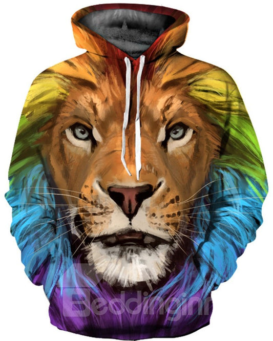 Jersey con bolsillo de canguro Jersey de estilo casual Sudadera con capucha pintada en 3D