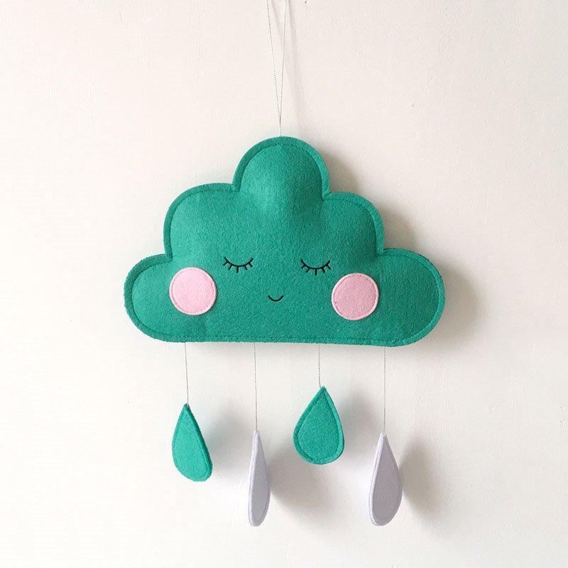 Raindrop Pendant Nordic Wind Felt Cloud Raindrop Pendant Children's Room Tent Decoration Photography Prop Wall Hanging Gray Pink Green