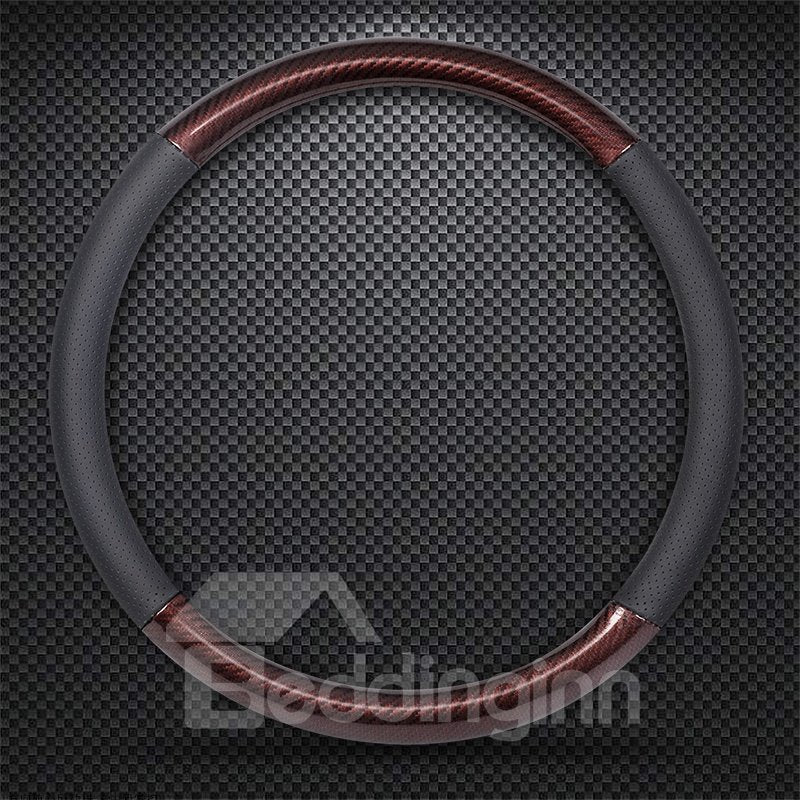 Simple Style Color Block Carbon Fibre Steering Wheel Cover