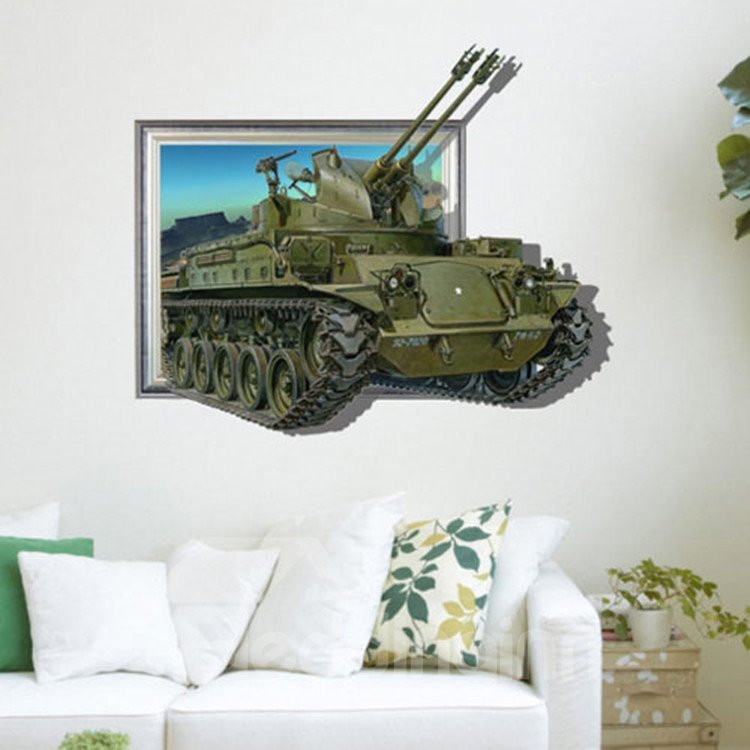 Stunning Creative 3D Tank Wall Sticker